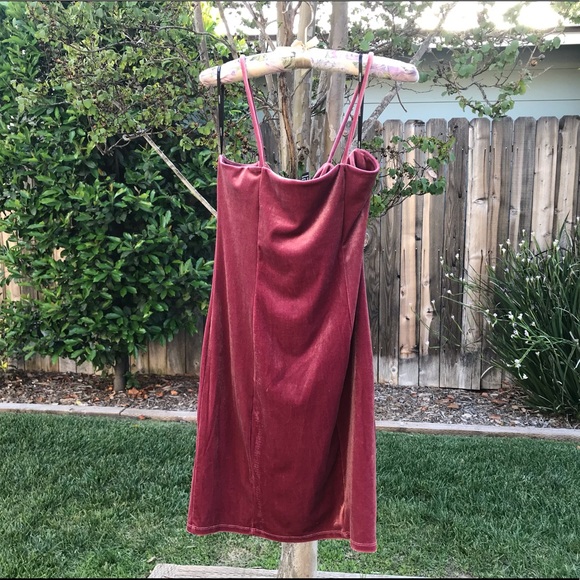 Forever 21 💕 Pink Velour strap dress - Picture 3 of 5